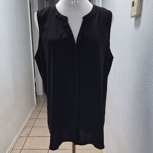 Apt. 9 Black Sleeveless V-Neck Button-Front Camisole Wrinkle Free